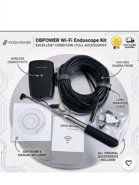 DBPower Versatile Wi‑Fi Camera Endoscope Kit  – Black